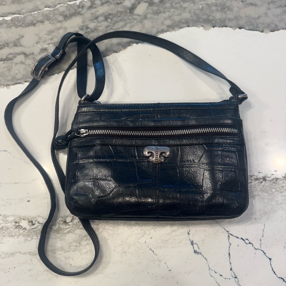 Brighton Black crossbody organizer Croc Embossed